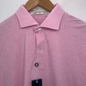 New Holderness & Bourne Golf Polo Hilton Pima Cotton Medium‎ Pink Solid Tailored